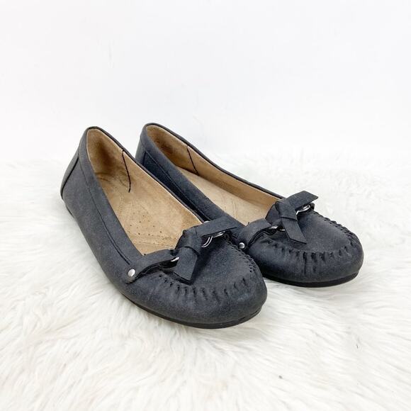 Naturalizer 8.5 M Womens Black Bow Detail Richelle Loafer Flats - Picture 1 of 9